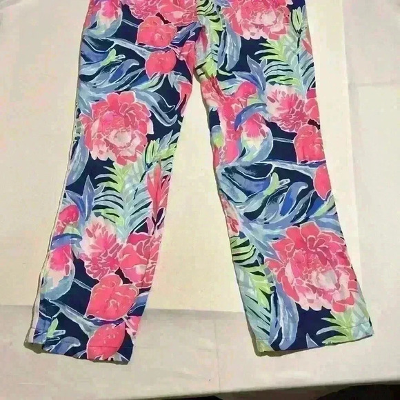 Lilly Pulitzer Womens Madeira Pants High Tide Navy  Tropicolada Size 10 - Picture 12 of 12